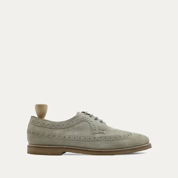 Hemat - Men's Steel Grey Kid Suede Derby Shoe