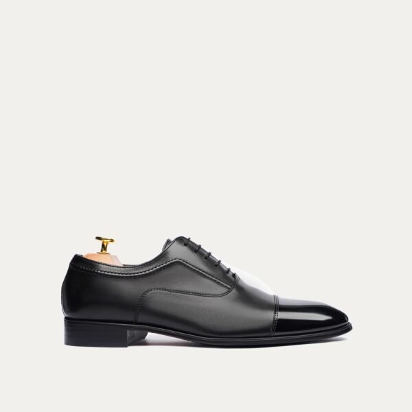 Istanbul - Men's Black Calf and Box Leather High Shine Oxford Shoe