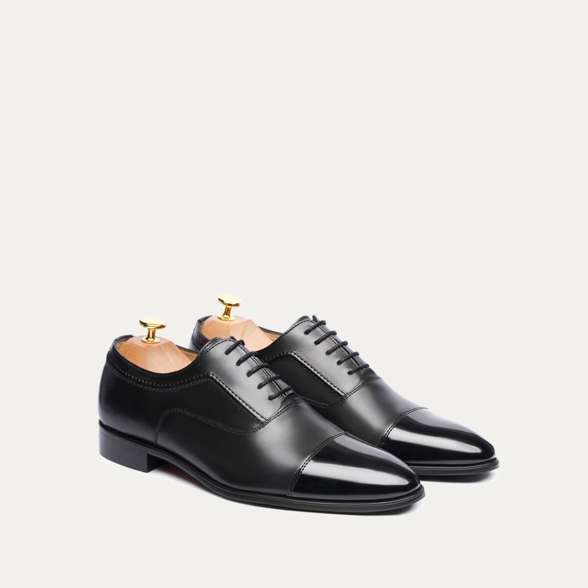 Istanbul - Men's Black Calf and Box Leather High Shine Oxford Shoe