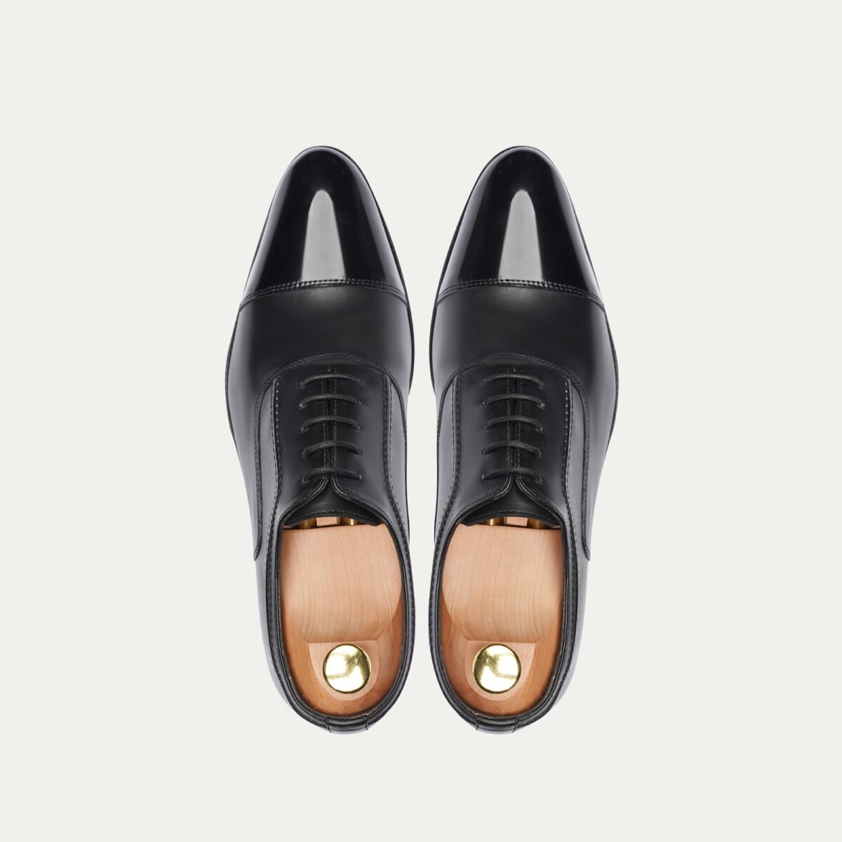 Istanbul - Men's Black Calf and Box Leather High Shine Oxford Shoe