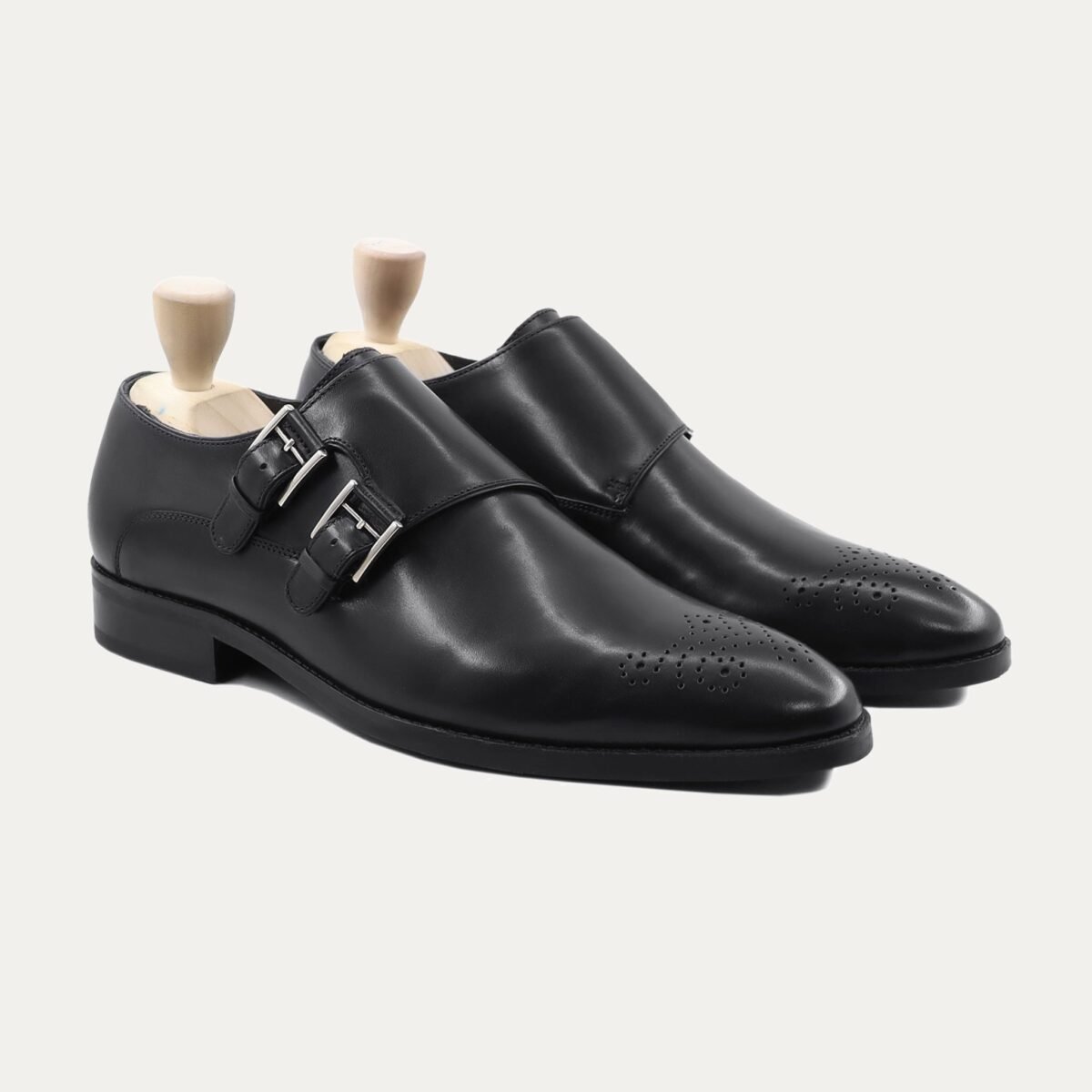 Jeralyn - Men's Black Calf Leather Double Monkstrap
