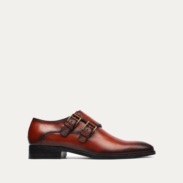 Kamburg - Men's Burnished Orange Tan Calf Leather Double Monkstrap