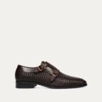 Leona - Men's Dark Brown Hand Woven Calf Leather Double Monkstrap