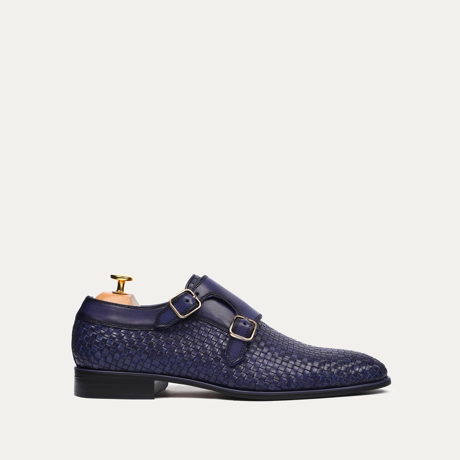 Lizard - Men's Blue Hand Woven Calf Leather Double Monkstrap Lizard - Men's Blue Hand Woven Calf Leather Double Monkstrap
