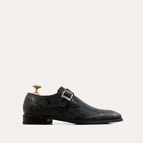 Lonnie - Men's Black Calf Leather Single Monkstrap