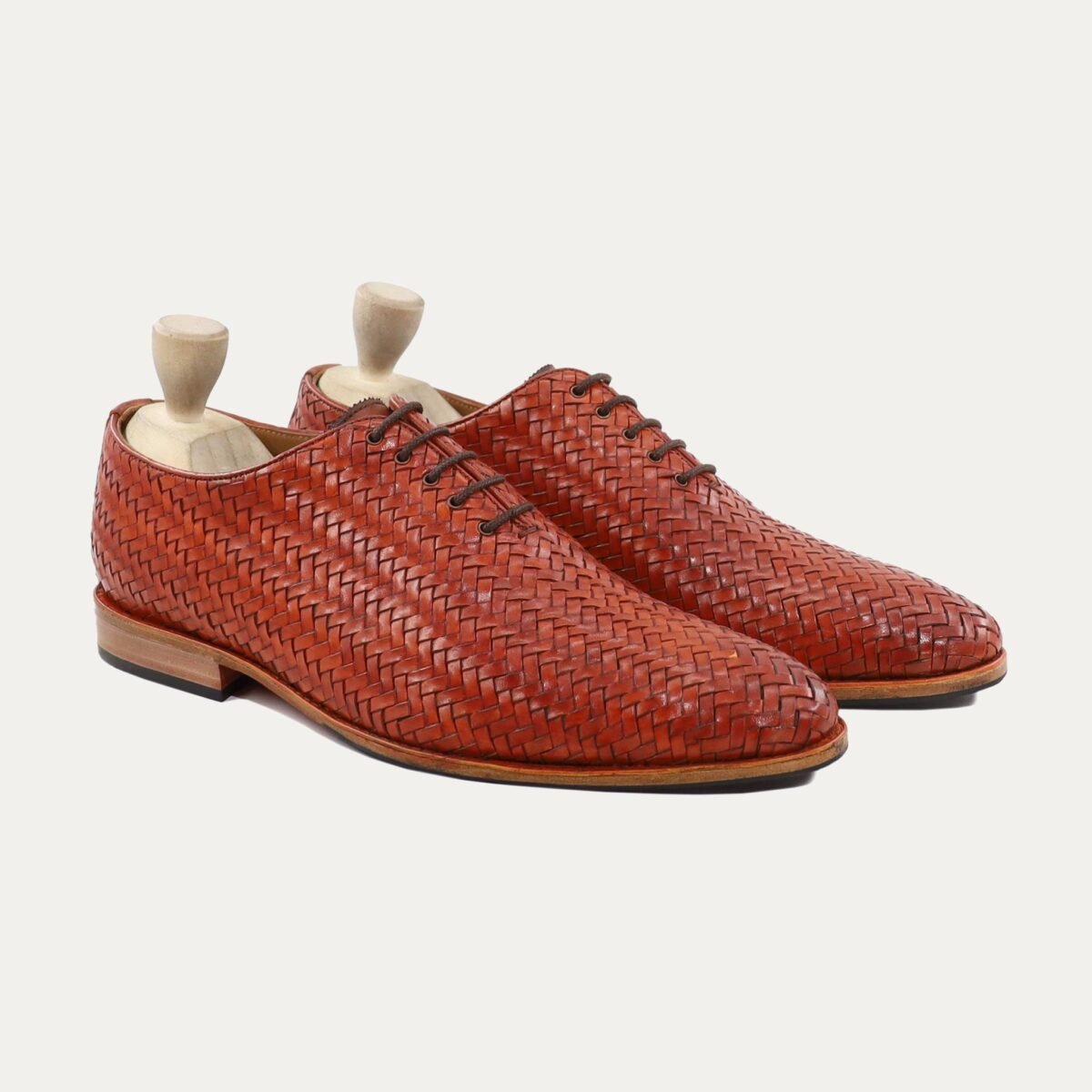 Lyre - Men's Tan Hand Woven Calf Leather Wholecut Shoe