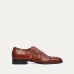 Nobara - Men's Burgundy Brown Calf Leather Double Monstrap