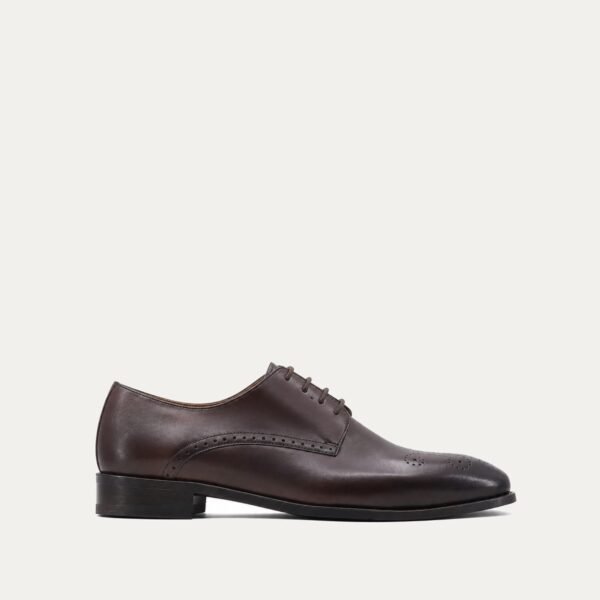 Ormoz - Men's Burnished Dark Brown Calf Leather Derby Shoe