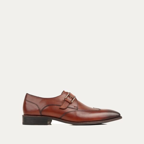 Pete - Men' Burgundy Brown Calf Leather Single Monkstrap