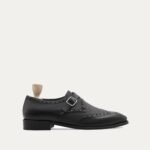 Rivaldo - Men's Black Calf and Pebble Grain Leather Single Monkstrap