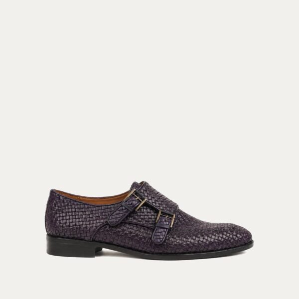 Salvador - Men's Purple Hand Woven Calf Leather Double Monkstrap