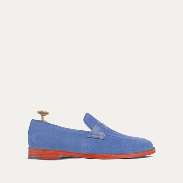 Samuel - Men's Sea Blue Kid Suede Bespoke Loafer