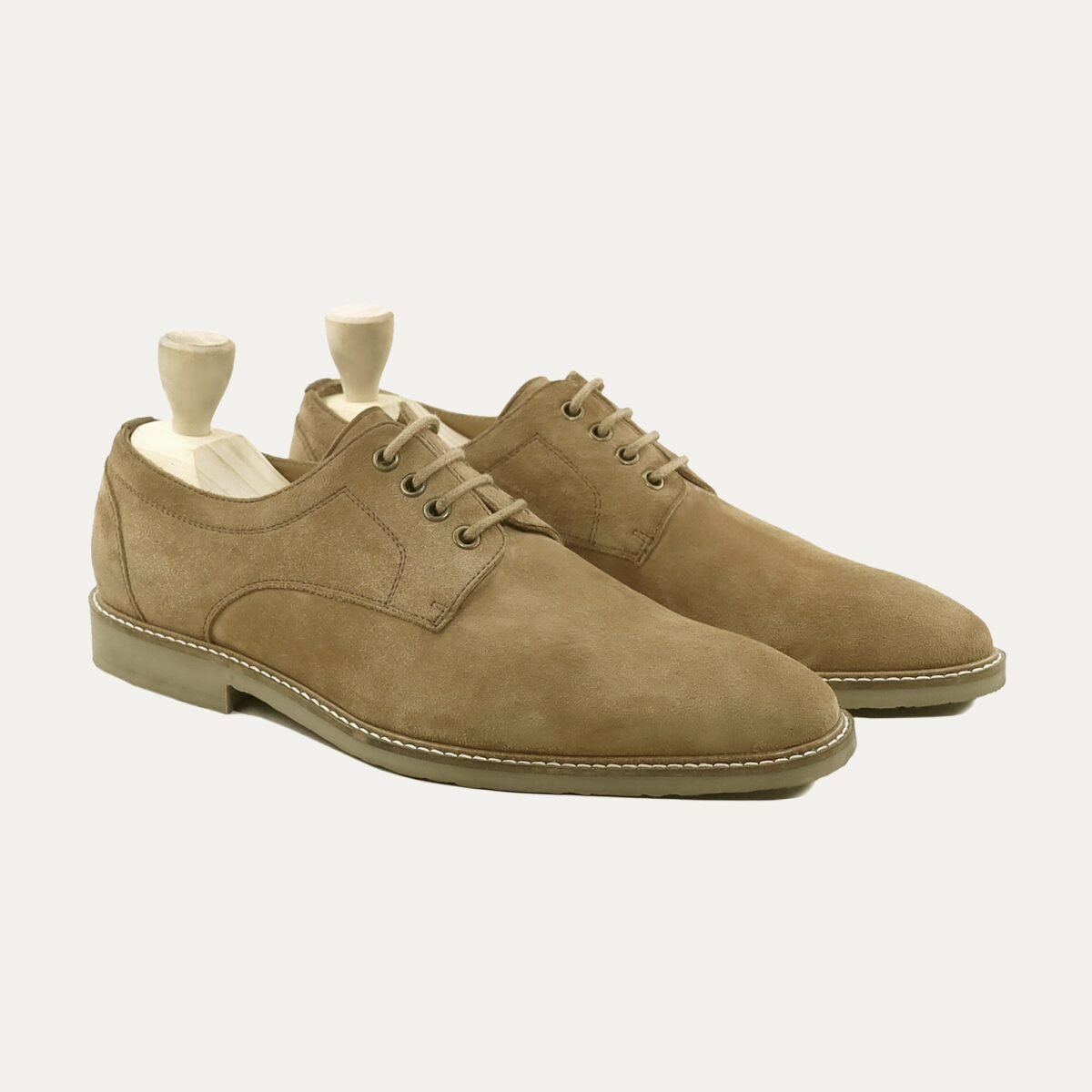 Teijo - Men's Camel Kid Suede Derby Shoe