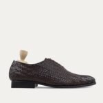Terina - Men's Dark Brown Hand Woven Calf Leather Wholecut Shoe