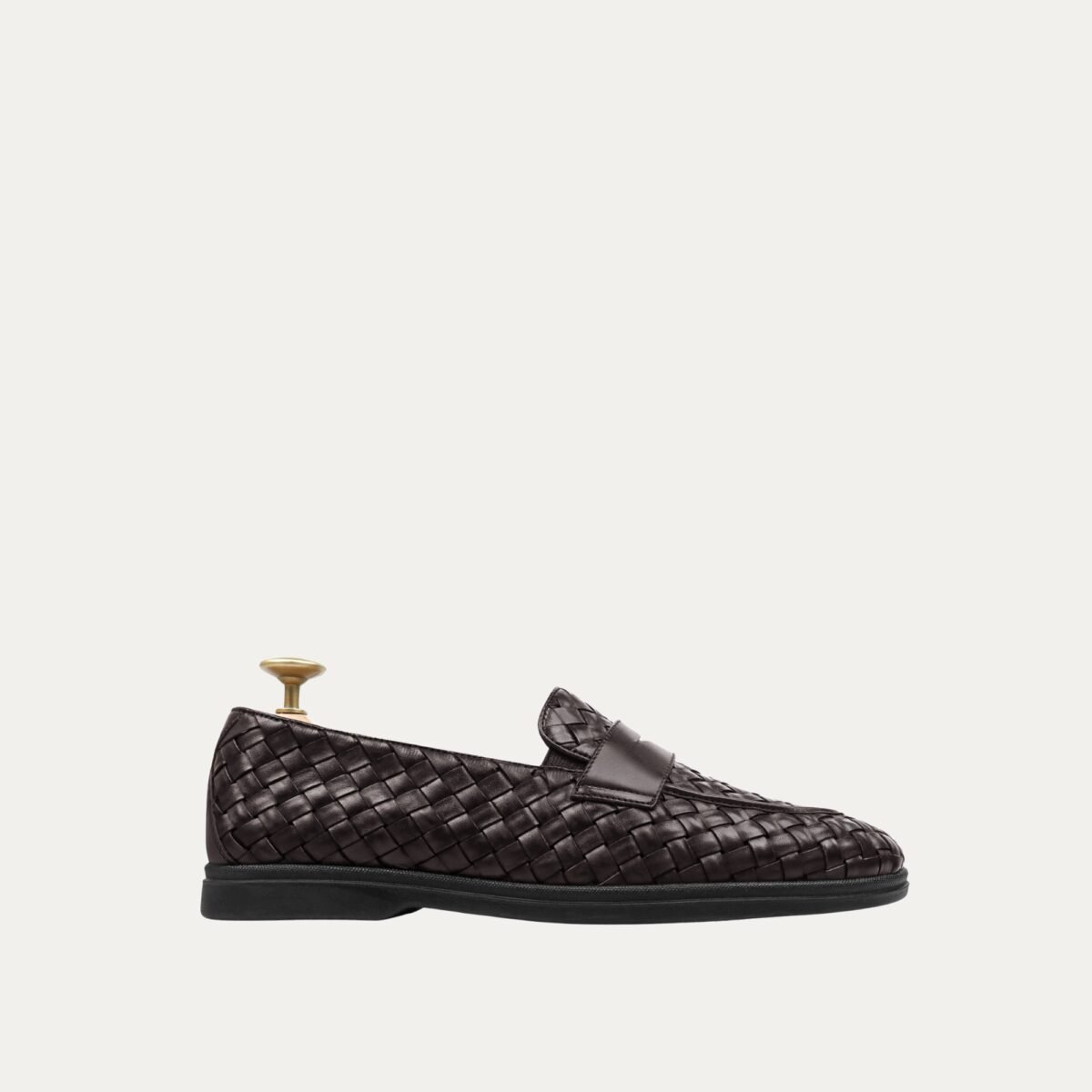 Velmora- Men's Black Hand Woven Calf Leather Loafer