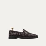 Velmora- Men's Black Hand Woven Calf Leather Loafer