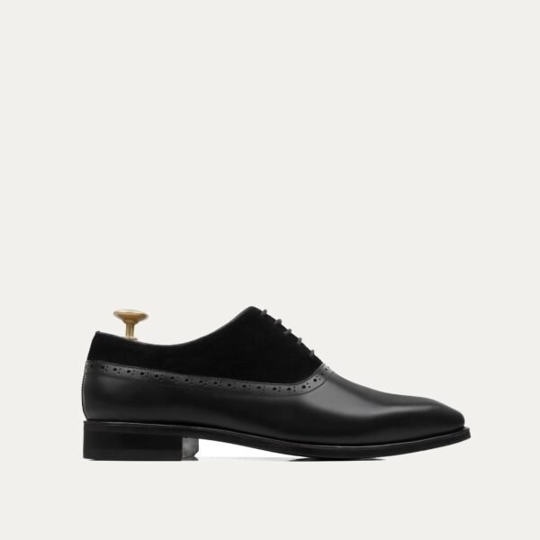 Velox - Men's Black Kid Suede and Calf Leather Oxford Shoe