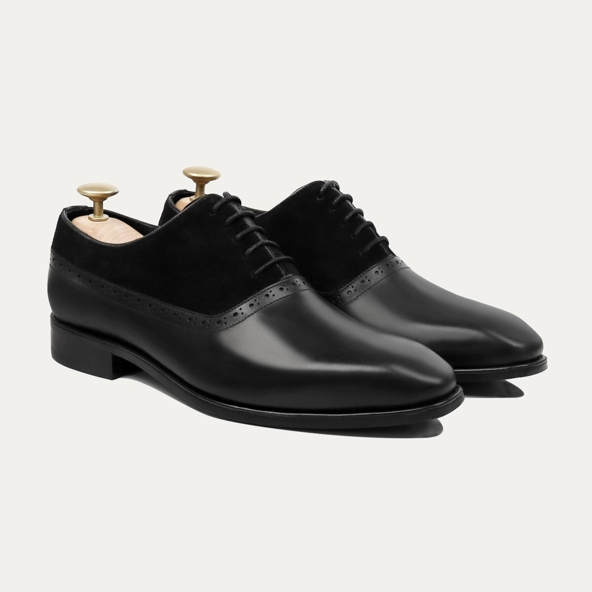 Velox - Men's Black Kid Suede and Calf Leather Oxford Shoe