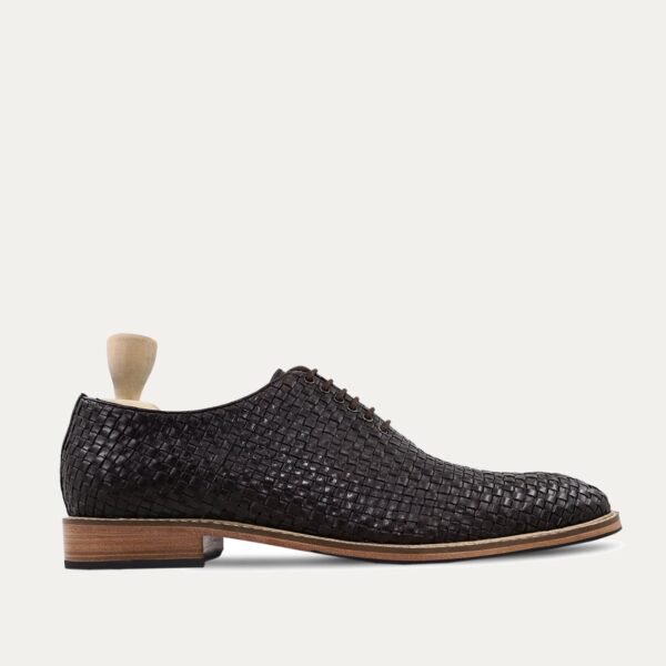 Zion - Men's Dark Brown Hand Woven Calf Leather Wholecut Shoe